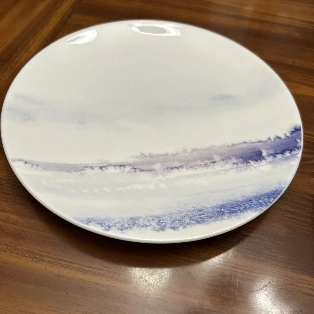 Lot 2 Lenox‎ Purple Blue Watercolor Horizons Print 9.5 Inches Plate Amethyst